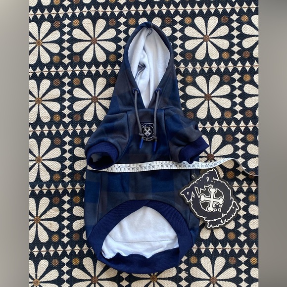 Dixxon NWT Blue Plaid Dog Hoodie Size M - Picture 8 of 8